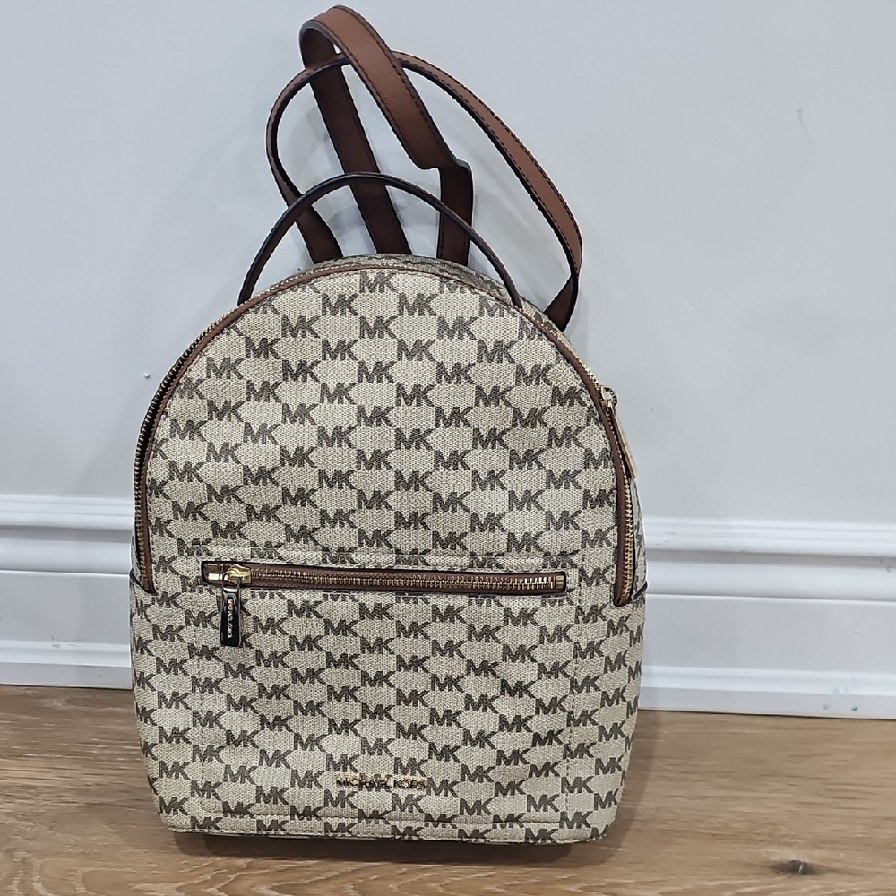 Michael Kors Brown and Cream Logo Backpack